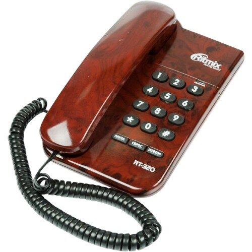 Телефон проводной Ritmix RT-320 шоколад, мраморный кофе, телефонный аппарат