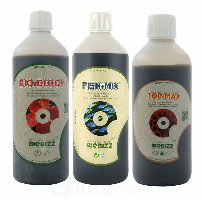 Комплект удобрений BioBizz Outdoor pack (TopMax+Bloom+FishMix) 3x1 л