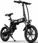 Велосипед ADO A16 электрический, складной, диаметр колес 16, 350W, 25km/h, черный - изображение
