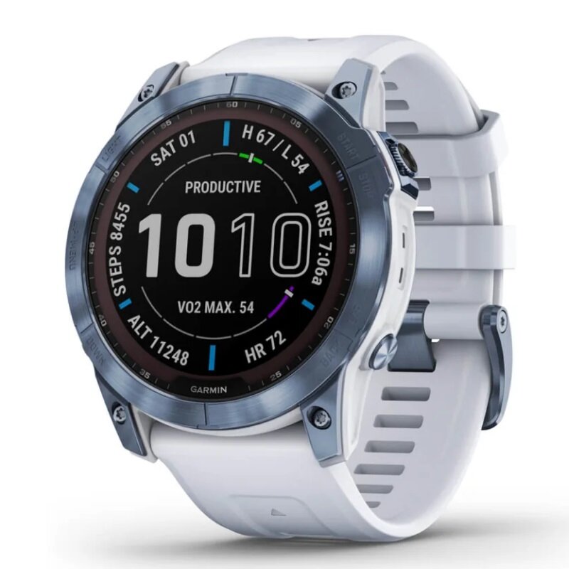 Умные часы Garmin fenix 7X – Sapphire Solar Edition Mineral Blue DLC Titanium with Whitestone Band