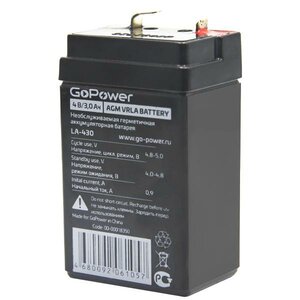 Фото Кислотный аккумулятор GoPower LA-430 4v 3Ah , 1шт.