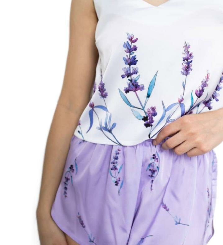 Пижама женская шёлковая Лаванда размер 42-44 - фотография № 5