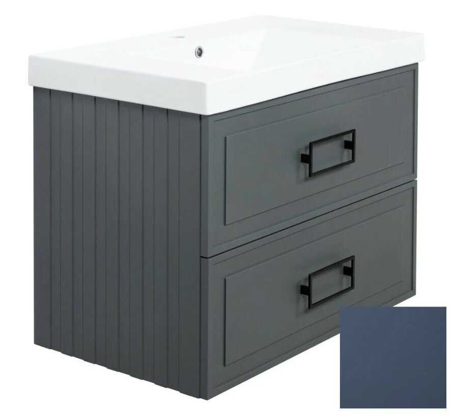 фото La Fenice Тумба с раковиной La Fenice Cubo Blu Grigio Twin 80 см, подвесная, синий матовый