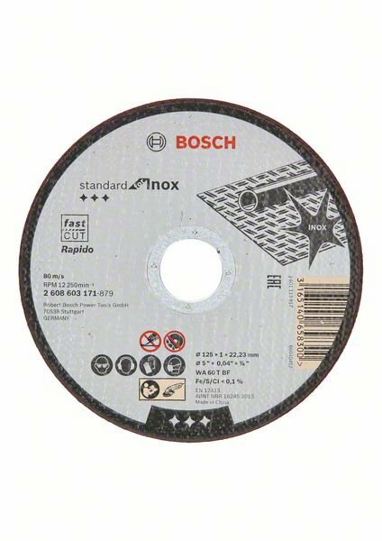   125x1x22.23 BOSCH Standard for Inox - Rapido 2608603171