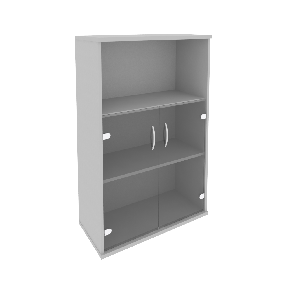 Шкаф для документов средний широкий (2 низкие двери стекло) RIVA А. СТ-2.2 Серый 770х365х1215