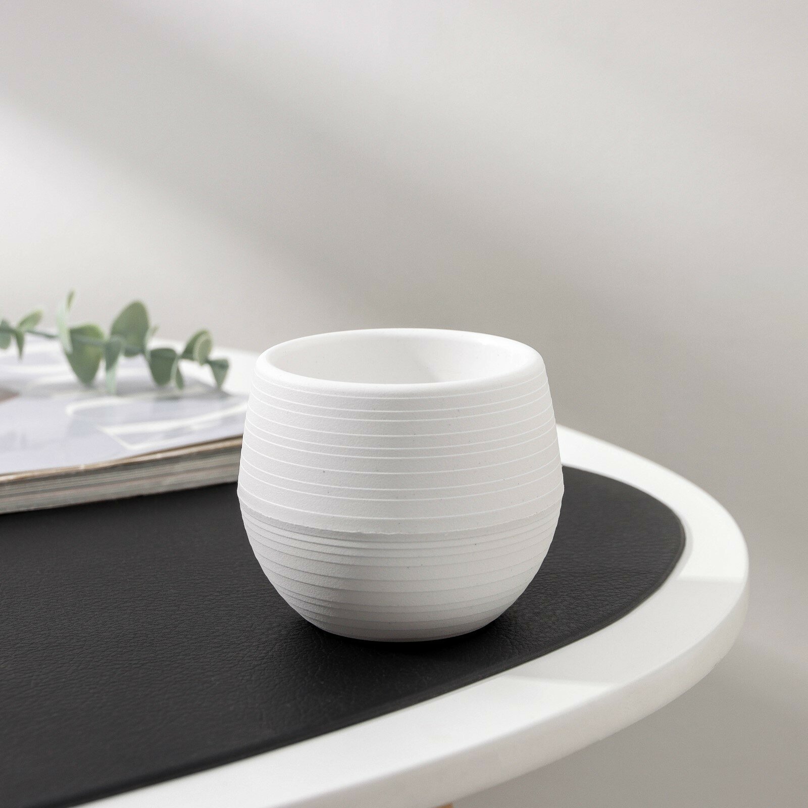 фото Горшок для цветов с поддоном «Япония», 125 мл, d=8 см, h=6,5 см, цвет белый