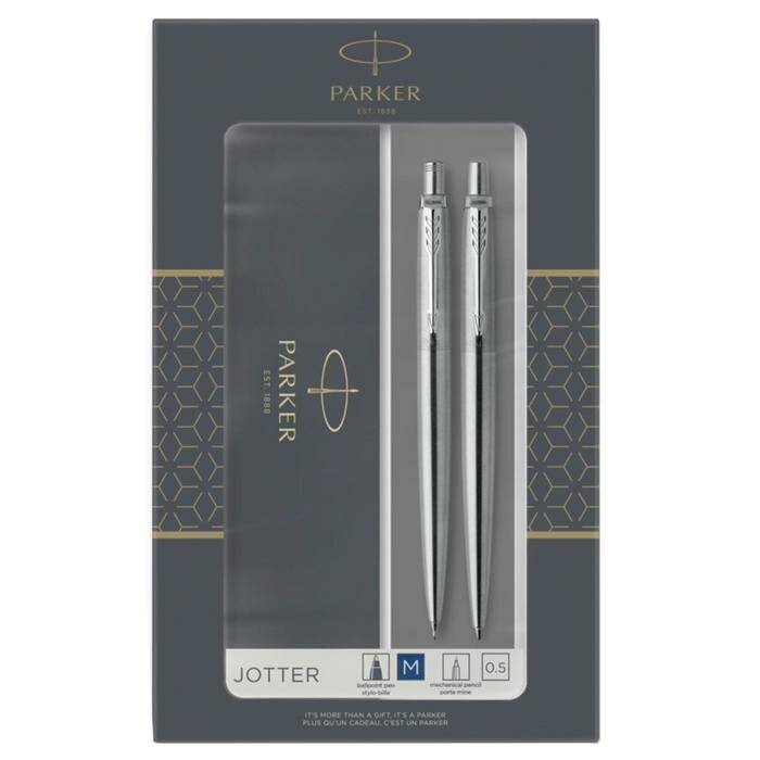 Parker Набор Parker Jotter Core KB61 Stainless Steel CT, ручка шариковая, корпус из нержавеющей стали + карандаш механический 0.5 мм (2093256)