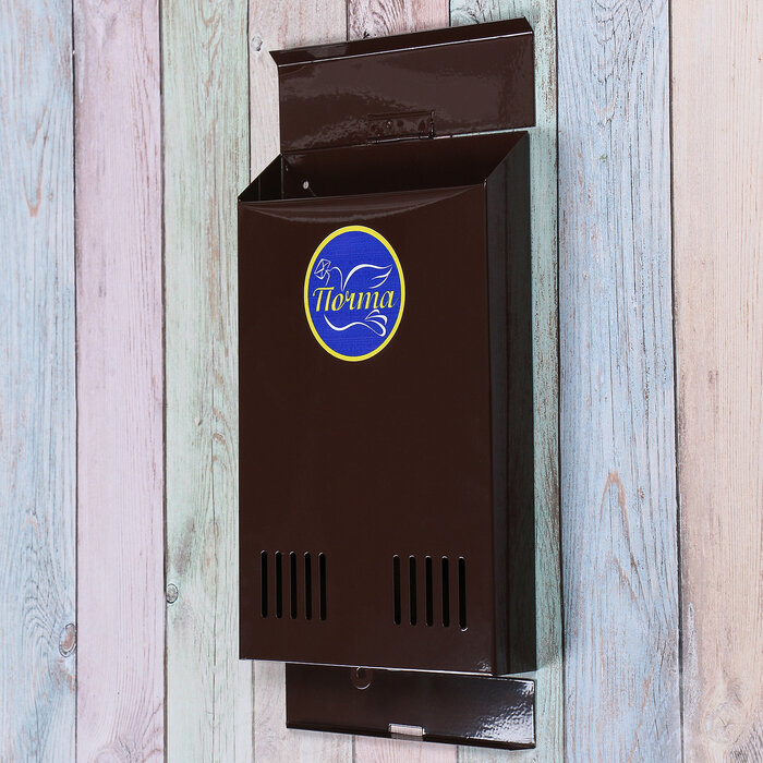 One Day Ящик почтовый без замка (с петлёй), вертикальный, коричневый - фотография № 3