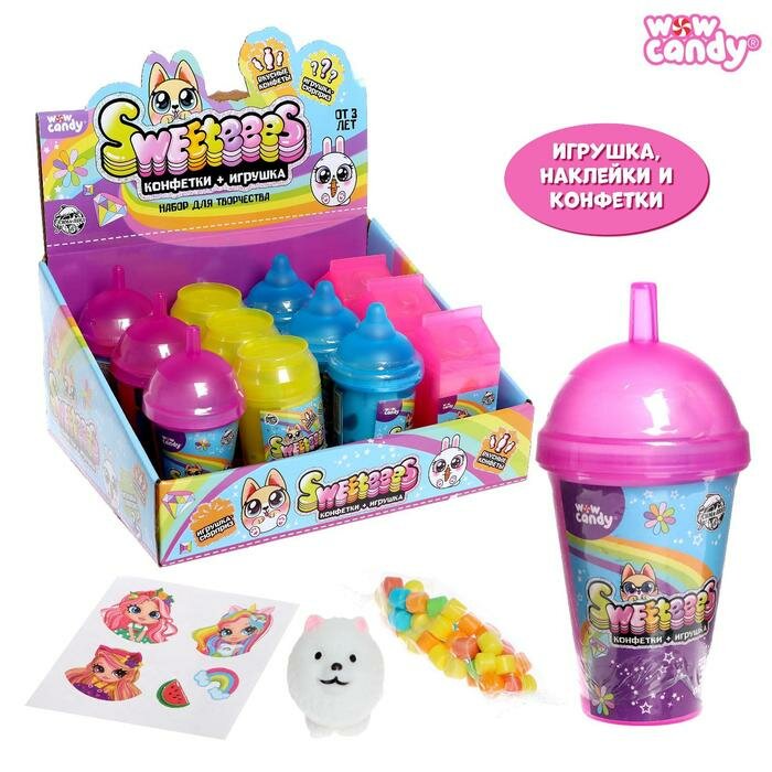 WOW Candy Набор с конфетами Sweeteees, конфеты в красивой баночке, игрушка, микс - фотография № 1