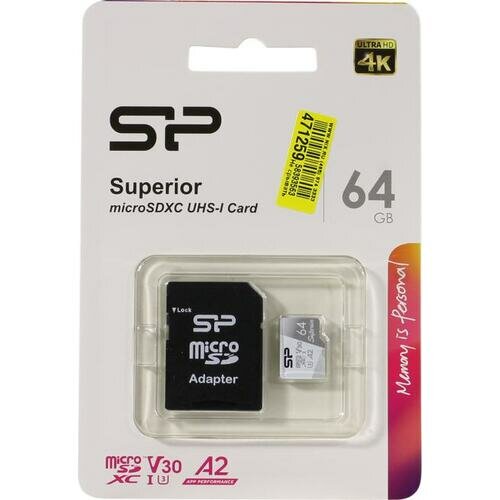 Карта памяти 128GB Silicon Power Superior Pro A2 microSDXC Class 10 UHS-I U3 Colorful 100/80 Mb/s (SD адаптер) - фото №1