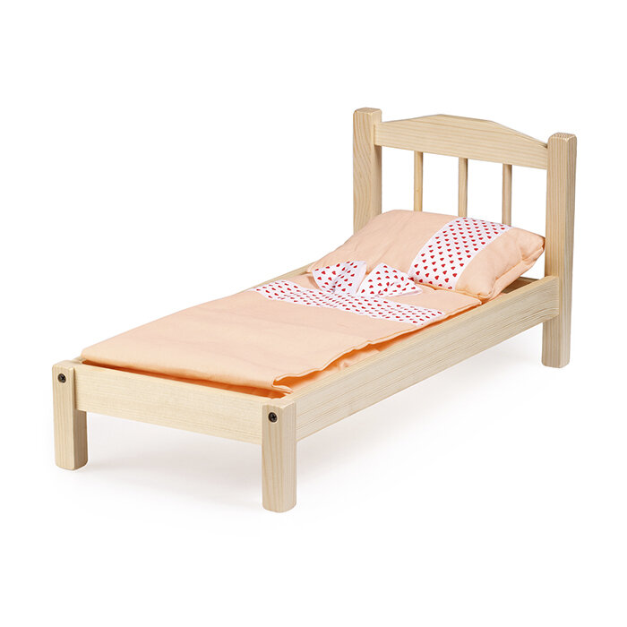 Кроватка для кукол Тутси с одной спинкой (светлое дерево), 48х22х20 см 1-306-2021
