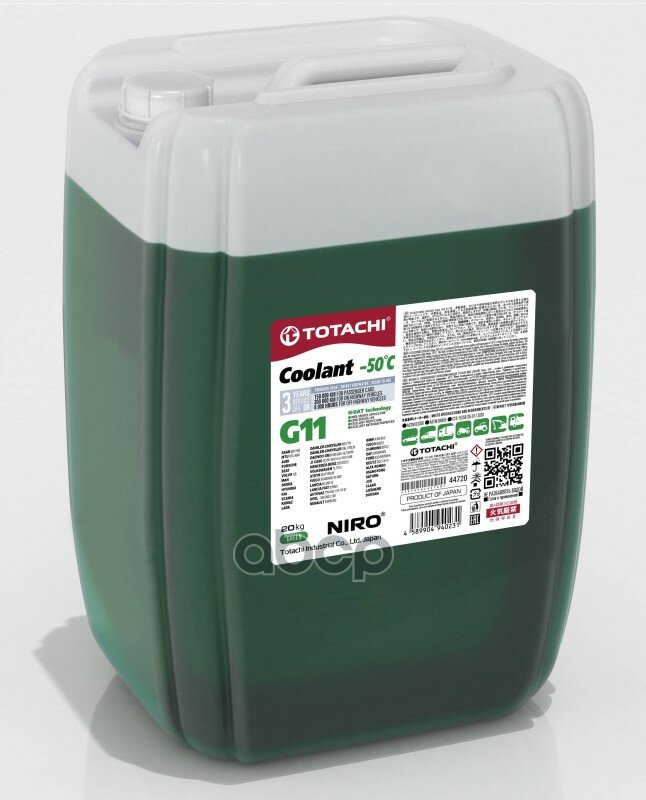 Антифриз, Готовый Раствор Niro Coolant G11 -50°c Зелёный 20кг TOTACHI44720