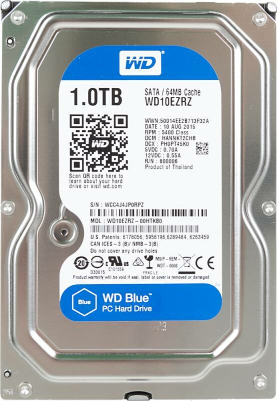 Жесткий диск WD Original SATA-III 1Tb WD10EZRZ Blue (5400rpm) 64Mb 3.5"