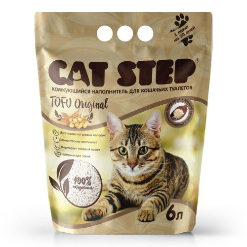 Наполнитель растительный комкующийся Cat Step Tofu Original для кошек Ваниль (12 л) - фотография № 2