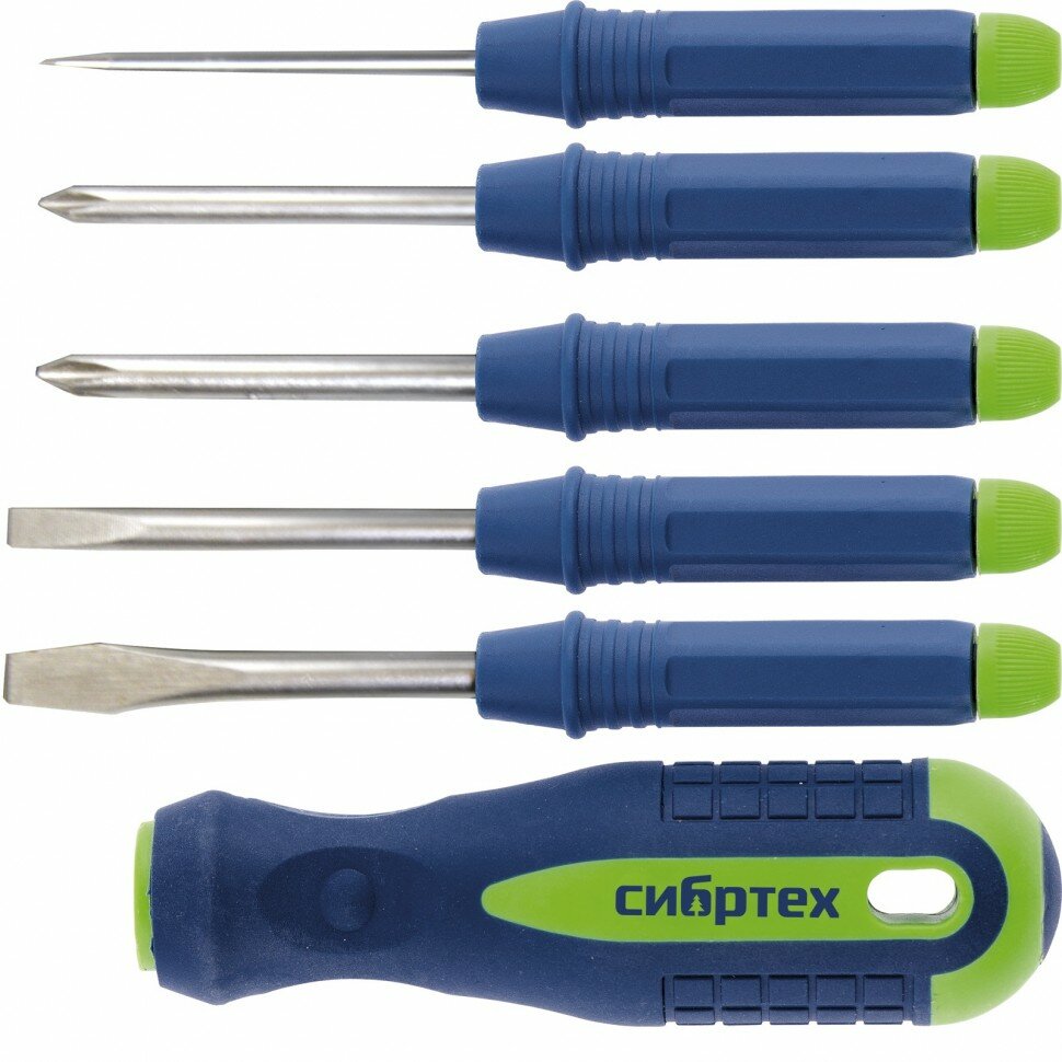 фото Отвертка со сменными насадками, 5 шт, CrV Сибртех