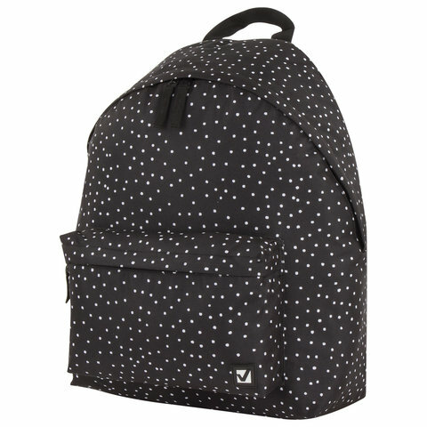 Рюкзак BRAUBERG, универсальный, сити-формат, черный в горошек, 20 литров, 41×32х14 см