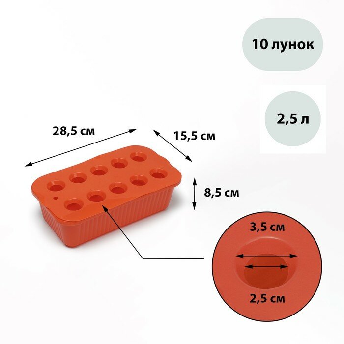 Лоток для выращивания зелёного лука 29 х 16 х 8,5 см, 10 лунок, оранжевый "Greengo" (2 шт) - фотография № 1