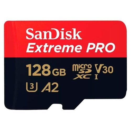 SanDisk Карта памяти microSDXC 128GB SanDisk Class 10 UHS-I A2 C10 V30 U3 Extreme Pro (SD адаптер) 200MB/s