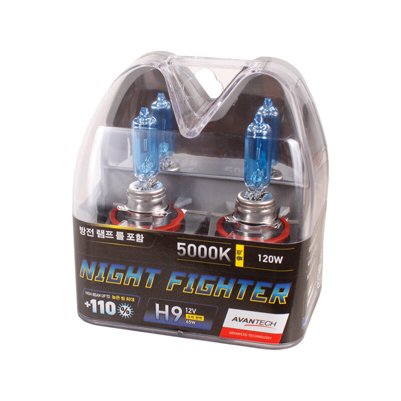 Лампа галогенная Avantech Night Fighter H9 12V 65W 5000K, 2 шт. (блистер)