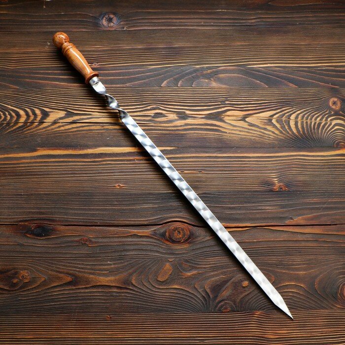 Шампур узбекский 74см, деревянная ручка, (рабочая часть 50см/2см) - фотография № 1