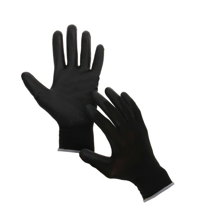 фото Перчатки садовые, нейлоновые, с латексной пропиткой, размер 9, чёрные, Greengo