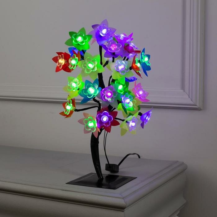 Luazon Lighting Светодиодный куст «Орхидеи» 30 см, 32 LED, мигание, 220 В, свечение мульти (RG/RB) - фотография № 1