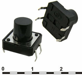 Кнопка тактовая KAN1211-1001B 12x12x10 mm (RUICHI) / Комплект из 10 шт.