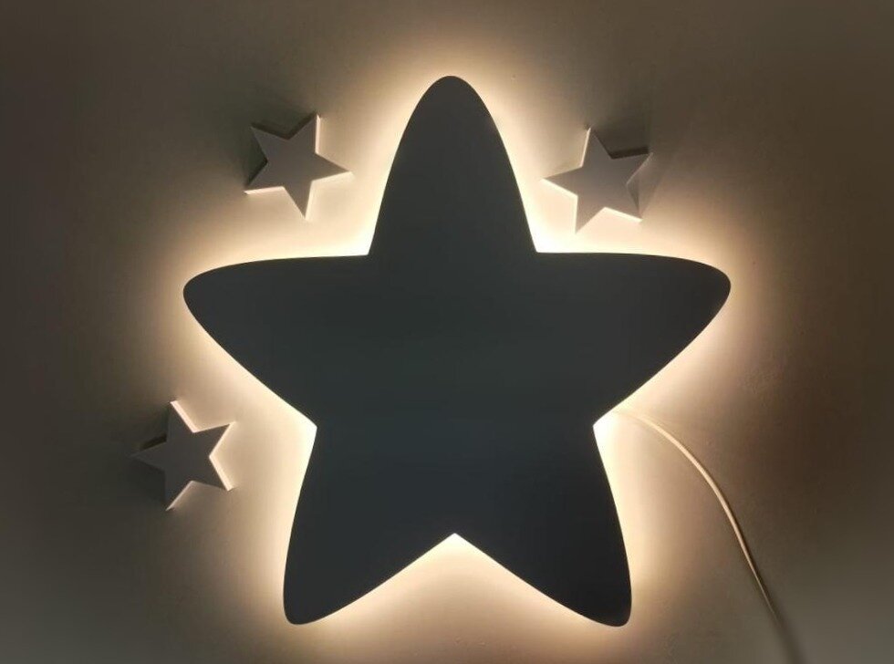 Светильник-ночник "Звезда" 35х35см, выключатель кнопочка, белая теплая подсветка - фотография № 1