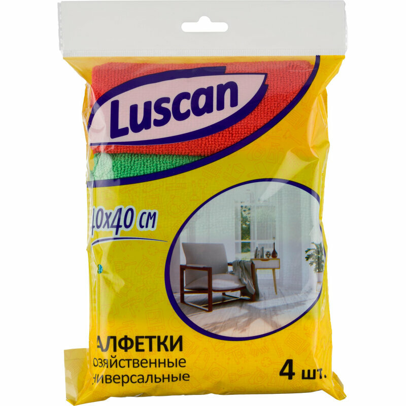 Салфетки хозяйственные Luscan микрофибра 40х40 см 220 г/кв.м 4 штуки в упаковке, 1604401 - фотография № 7