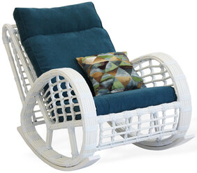 Кресло-качалка, Плетеное кресло, Мебель из искусственного ротанга для отдыха, Садовая мебель, цвет -белый