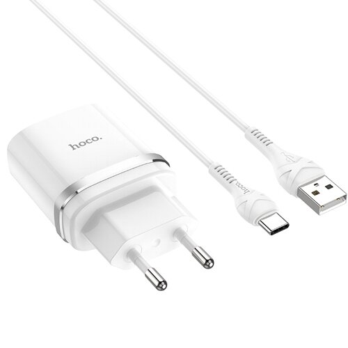 Сетевой адаптер питания Hoco C12Q Smart White зарядка QC3.0 18W USB-порт + кабель USB-C, белый