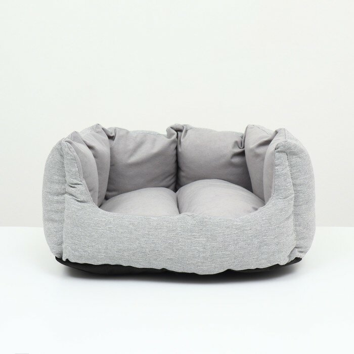 Пижон Лежак с подушкой рогожка, вельвет, 50 х 40 х 23 см,серый - фотография № 2