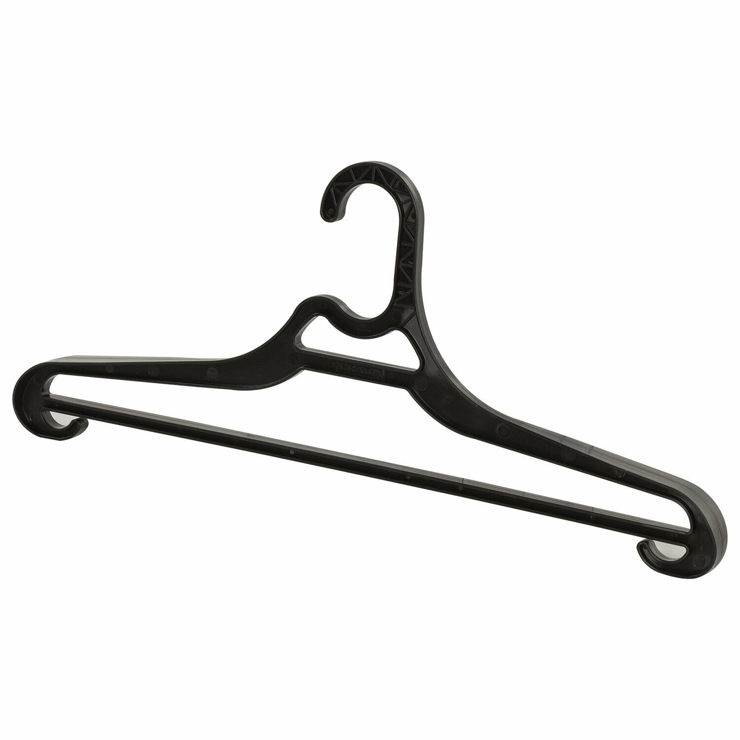 фото Вешалка-плечики р.52-54, пластик, плоская, перекладина, крючки для бретелей, черная, BRABIX, 601655, 3шт в компл.