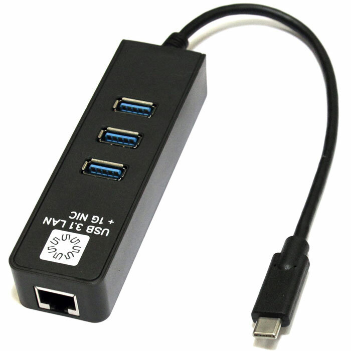 3-port Type-C Hub 5bites UA3C-45-10BK Черный +LAN (1Gbps)