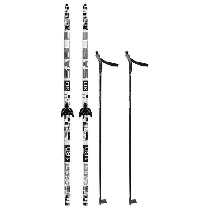 Бренд ЦСТ Комплект лыжный: пластиковые лыжи 160 см без насечек, стеклопластиковые палки 120 см, крепления NN75 мм «бренд ЦСТ», цвета микс