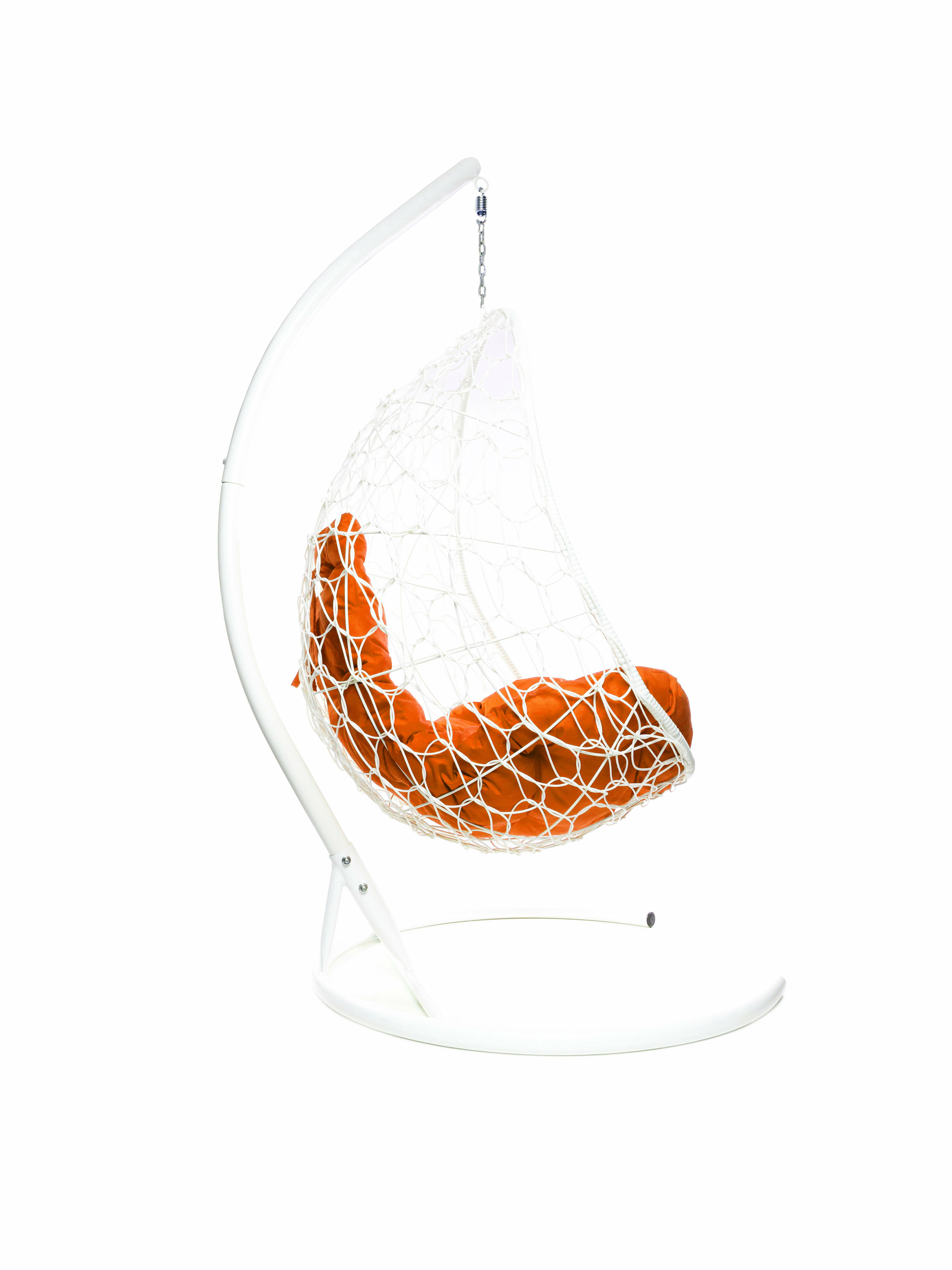 Подвесное кресло ротанг белое, оранжевая подушка - фотография № 12