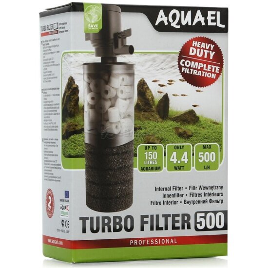 Внутренний фильтр AQUAEL TURBO FILTER 500 для аквариума до 150л (500л/ч, 4.4Вт, h = 70 см)