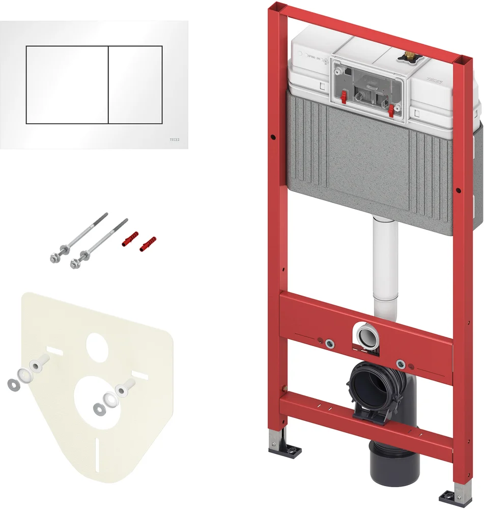Система инсталляции для унитазов TECE Base 9400413 4 в 1 с панелью смыва белый