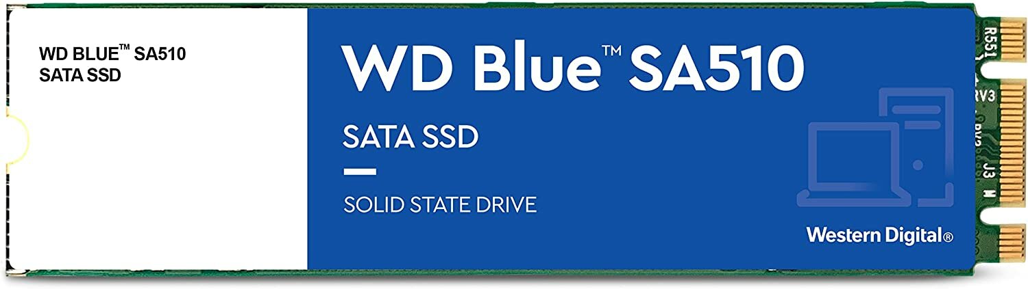 Твердотельные накопители WD SSD Blue SA510, 250GB, M.2(22x80mm), SATA3, R/W 550/525MB/s, IOPs 95 000/81 000, TBW 100, DWPD 0.2