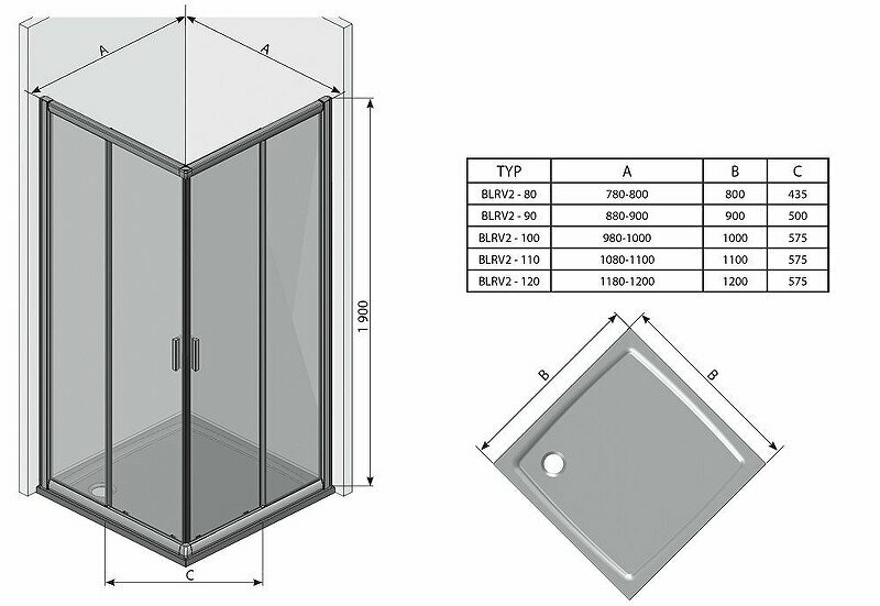 Душевая дверь Ravak Blix BLRV2К-110 1XVD0C00Z1 профиль Хром стекло Transparent - фотография № 9