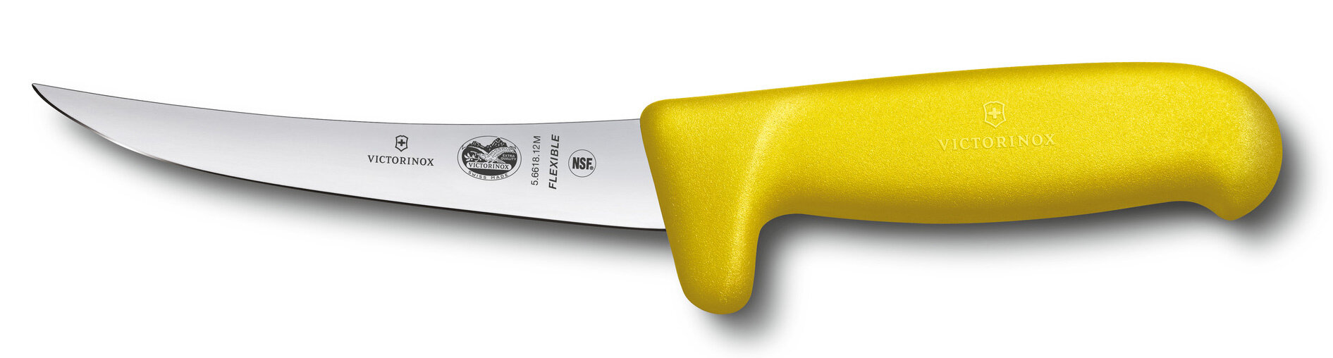 VICTORINOX Нож кухонный Victorinox Fibrox (5.6618.12M) стальной обвалочный лезв.120мм прямая заточка желтый