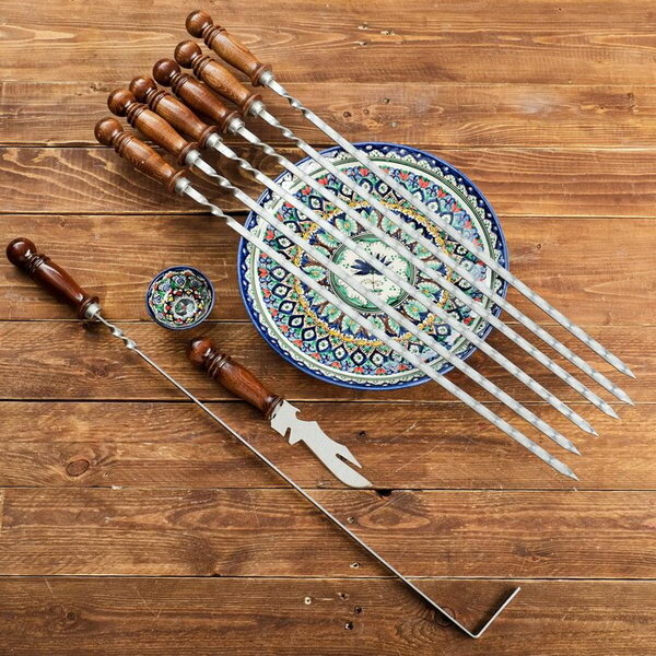 Набор подарочный с узбекскими шампурами 50 см "Самарканд" 10 предметов, в коробке - фотография № 3