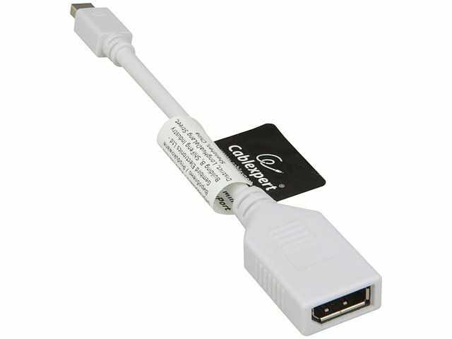 Кабель-переходник Gembird Кабель-переходник mini DisplayPort<->DisplayPort(F) Gembird Cablexpert A-MDPM-DPF-001-W (0.15м)