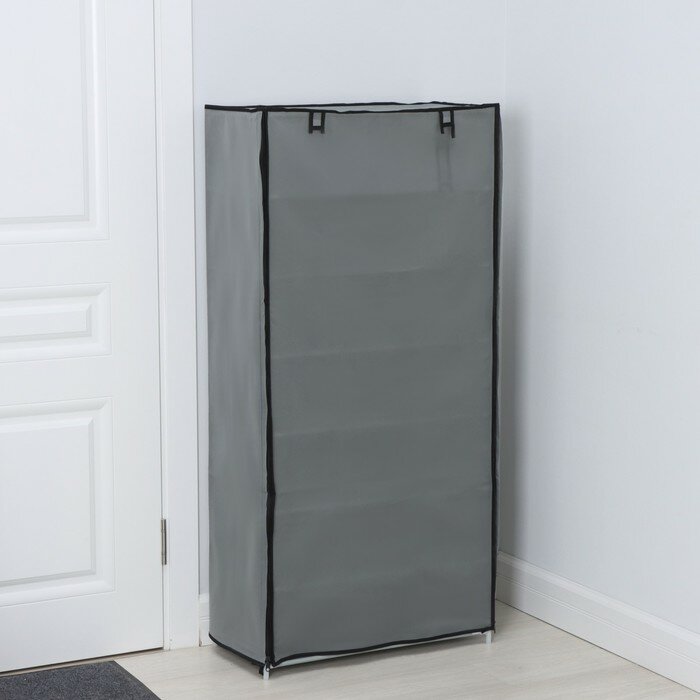 фото Полка для обуви с чехлом LaDо́m, 7 уровней, 60×30×123 см, цвет серый для дома