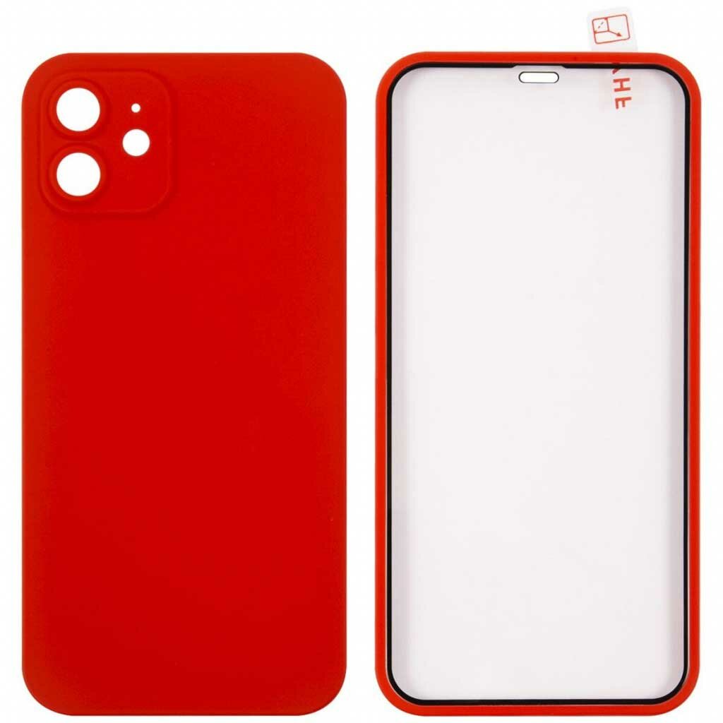 Защитный комплект Red Line 360° Full Body для iPhone 12 (чехол+стекло), красный - фото №1