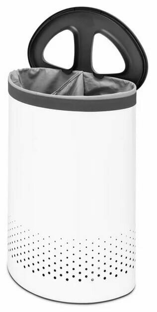 Корзина для белья Brabantia 105005 / 105029 / 304903 с крышкой, 40х30х50 см, белый/серая крышка