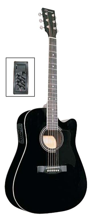 Caraya F641EQ-BK Электроакустическая гитара, с вырезом, черная