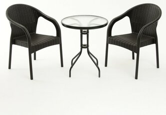 Набор садовой мебели: 2 кресла + стол, темно-коричневый