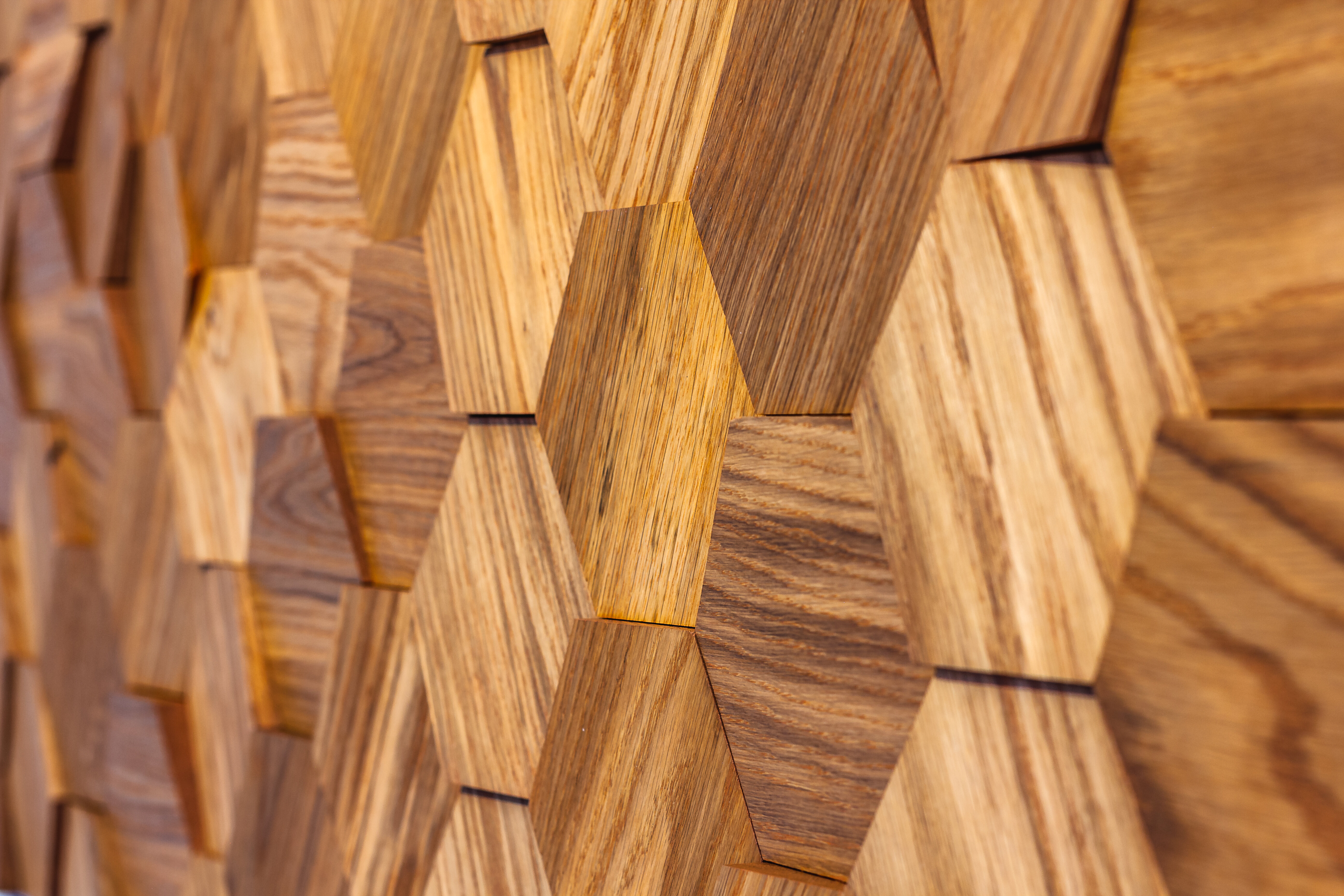 Стеновые деревянные панели 3D из дуба Соты Медовые