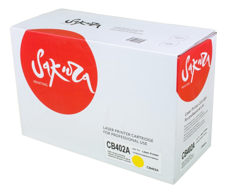 Картридж SAKURA CB402A для HPColor LaserJet CP4005/CP4005n/CP4005dn, желтый, 7500 к.